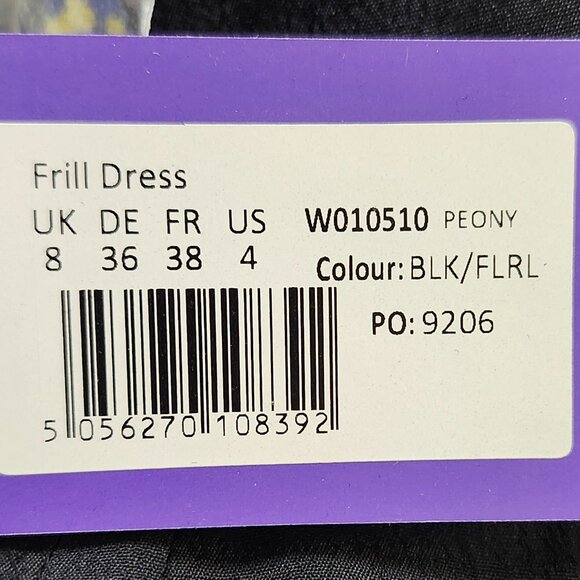 Seraphine Women's Black Floral Frill Nursing Friendly Midi Dress Size 4 & 8 - Picture 6 of 10